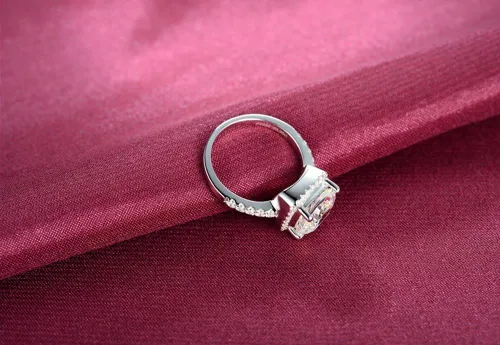 Miniatura 6 de Joyería 3 quilates VVS1 anillo de compromiso de diamantes simulados para mujer joyería de boda de plata, Diamante sintético