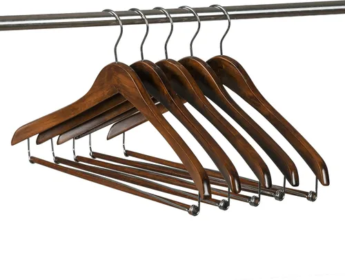 Miniatura 5 de Quality Hangers Perchas de madera hermosas y resistentes para abrigos, perchas curvas, ideales para viajeros, colgador resistente con barra