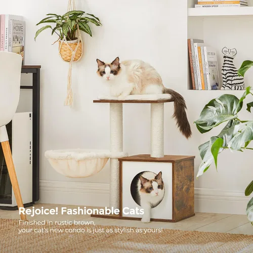 Miniatura 7 de FEANDREA Árbol pequeño para gatos para gatitos, torre moderna para gatos de interior, condominio para gatos con postes rascadores, cojines lavables