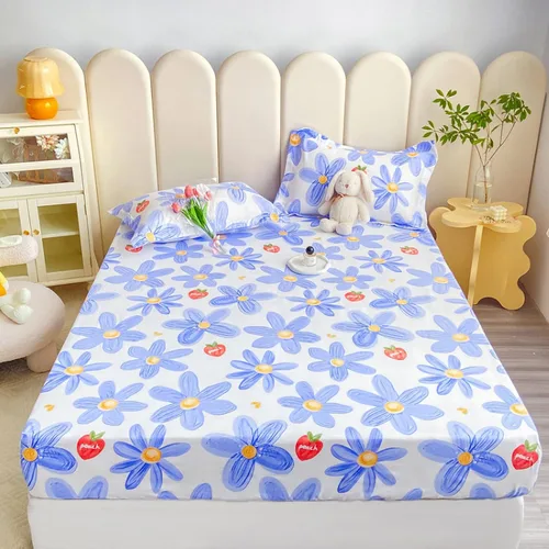 Miniatura 17 de Sábana bajera tamaño individual suave y acogedora, de algodón lavado, de algodón cepillado, para dormitorio de niños y niñas, funda de almohada