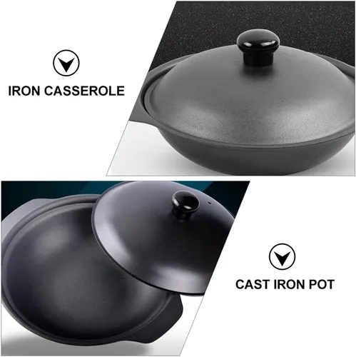 Miniatura 4 de Cabilock Hogar Pequeño Hierro Pot Basics Esmalte Hierro Fundido Claypot: Sartén Cazuela Cubierta 7.1 in Olla De Arcilla Olla De Arroz