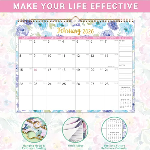 Miniatura 5 de Calendario de pared 2026 – enero 2026 – diciembre 2026, calendario 2026, 14.7 x 11.5 pulgadas, calendario 2026 de 12 meses, encuadernado en espiral