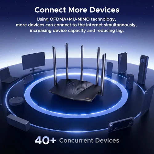 Miniatura 5 de Tenda Enrutador WiFi 6, AX3000 Router inalámbrico Gigabit de doble banda para el hogar, 4 puertos Gigabit, fácil configuración, soporte VPN