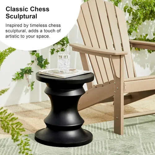Miniatura 5 de Giltzhome Taburete decorativo antiguo de jardín, 18.25 pulgadas de alto, mesa de acento de ajedrez resistente, mesa auxiliar, soporte para maceta