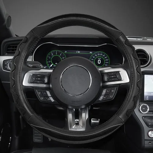 Miniatura 2 de Funda para Volante de Coche GIANT PANDA para Ford Escape Edge EcoSport Bronco Sport Explorer, Diseño 3D Deportivo, Negro
