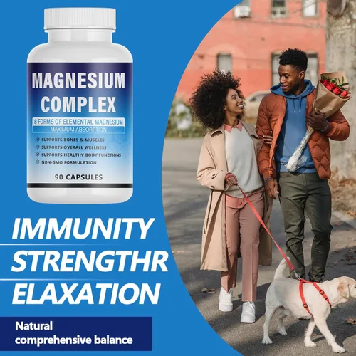 Miniatura 2 de Suplemento complejo de magnesio – 8 magnesio elemental 1000 mg – glicinato, citrato, malato, taurato quelado Fácil absorción, apoyo energético