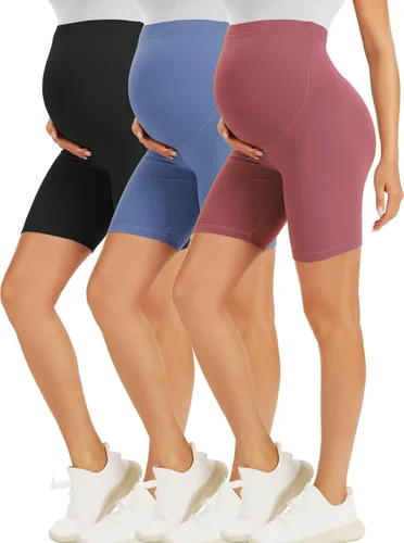 BONVIGOR Pantalones cortos de maternidad sobre el vientre para ciclismo, entrenamiento, yoga, activo, atlético, embarazo, pantalones cortos de pijama