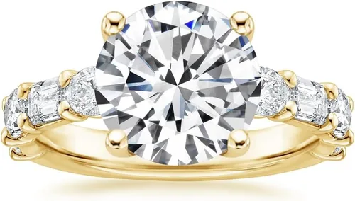 Miniatura 3 de IGI - Anillo de compromiso de diamantes creados en laboratorio de 4.0 quilates con diamantes de laboratorio redondos blancos de excelente corte