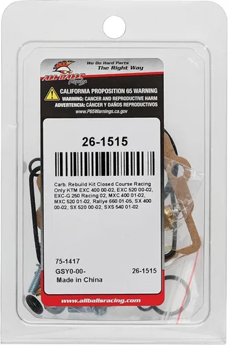 Miniatura 4 de All Balls Racing 26-1515 - Kit de carburador compatible con KTM 250 EXC Racing 4T 2002, 520 MXC Racing 2001-2002, 520 SX Racing 2000-2002, 540 SXS