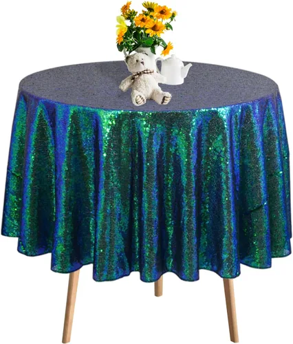Miniatura 22 de DUOBAO Mantel Redondo Amarillo de 60 Pulgadas Mantel de Mesa con Lentejuelas Decoración de Cumpleaños Manteles con Lentejuelas Manteles de Mesa