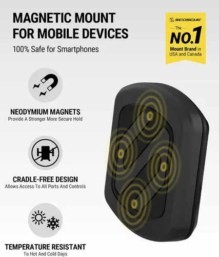 Miniatura 2 de Scosche MAGDM MagicMount Soporte magnético para teléfono de automóvil, soporte magnético fuerte para iPhone y Android, soporte magnético seguro