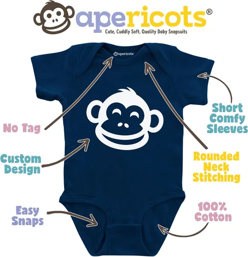 Miniatura 2 de Apericots Mameluco de manga corta para recién nacido, unisex, de algodón puro, suave, para bebé, talla 1 (0-18 meses)