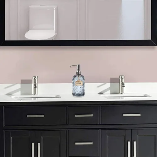 Miniatura 3 de Dispensador de jabón de vidrio para manos y platos de baño y cocina con bomba de acero inoxidable 304 a prueba de óxido (gris)