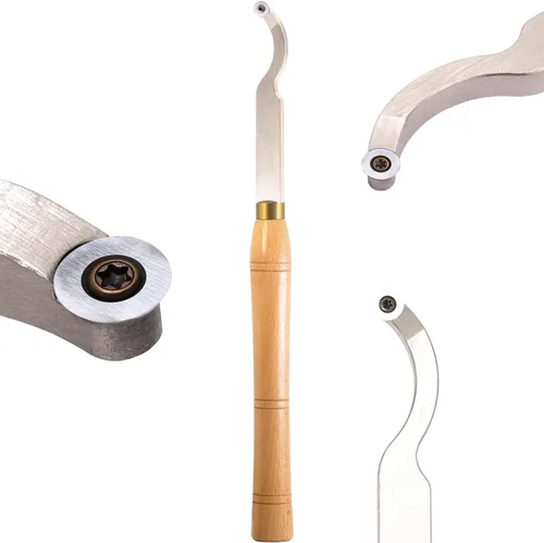Miniatura 3 de Herramienta de torneado de madera de cuello de cisne hueco de tamaño medio, torno de madera, herramienta de cincel doblado con punta de inserción