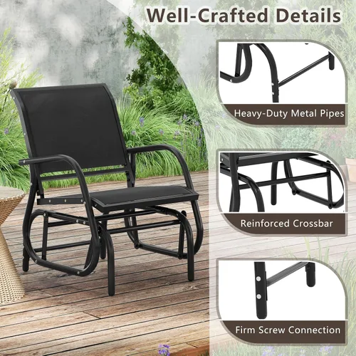 Miniatura 9 de Giantex Silla columpio con marco de metal de estudio, cómoda silla de patio para jardín, porche, patio trasero, piscina, mecedora para césped al