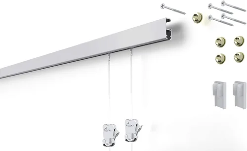 Miniatura 11 de STAS Cliprail Pro - Juego de sistema para colgar fotos, color negro, cubre 4.92 pies de espacio de pared, riel de fotos resistente y kit de galería