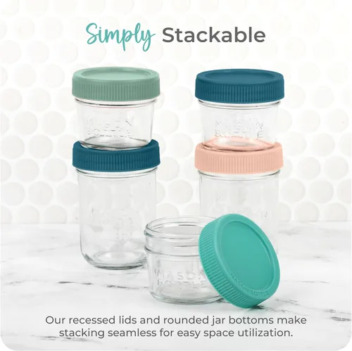 Miniatura 5 de Mason Bottle Tarros de almacenamiento de leche materna de 8 onzas (paquete de 12) – Recipientes de vidrio reutilizables para alimentos para bebés