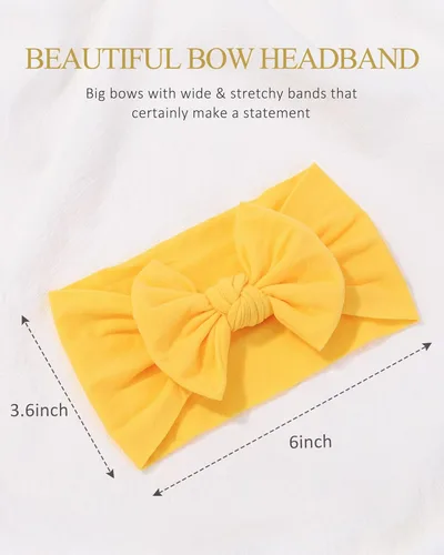 Miniatura 5 de jollybows 12 diademas de nailon para bebés con lazo elástico para niñas, recién nacidos, niños pequeños, accesorios para el cabello, juego de 6- Luz