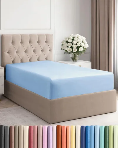 Sábana bajera tamaño individual – Sábana inferior individual solo – Ropa de cama de lujo hotelera suave con bolsillos profundos de 8-16 pulgadas –