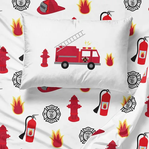 Miniatura 5 de Jay Franco Trend Collector Go Fire Truck Go - Juego de ropa de cama individual de 5 piezas, incluye edredón y juego de sábanas, ropa de cama