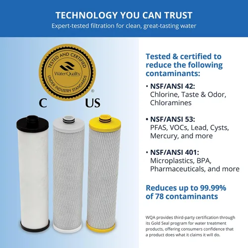 Miniatura 4 de Cartuchos de filtro de repuesto Aquasana Compatible con filtro de agua de 3 etapas Claryum de flujo máximo para debajo del fregadero Certificado