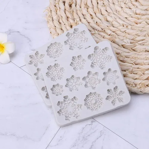 Miniatura 3 de Molde de silicona para pastel de fondant de copo de nieve de Navidad, molde de caramelo de chocolate, decoración de bricolaje, decoraciones