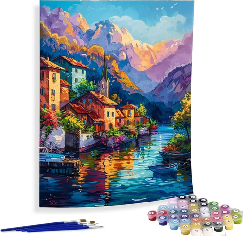 Miniatura 16 de Diymood Pintura por números para adultos, Navidad, pintura al óleo de muñeco de nieve, kits de pintura acrílica por números para niños, adultos