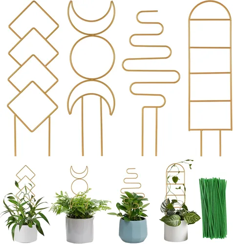 Miniatura 9 de Wellsign Enrejado para plantas trepadoras en interiores, enrejado pequeño de metal para plantas de interior de jardín de 15.94 pulgadas para plantas