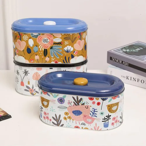 Miniatura 7 de Tarros de lata para galletas, recipientes de almacenamiento de galletas, tarro de galletas para el hogar, cocina, regalos de alimentos, recipientes