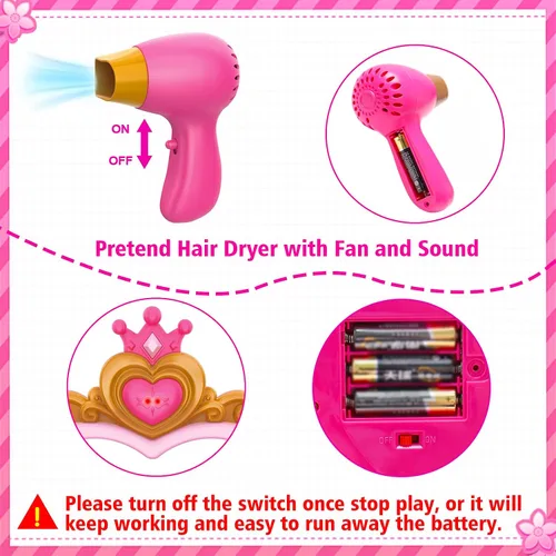 Miniatura 6 de Juego de maquillaje mágico para niños pequeños, mesa y silla, espejo automático con música, color rosa claro, juguetes para niñas de 3, 4, 5 años