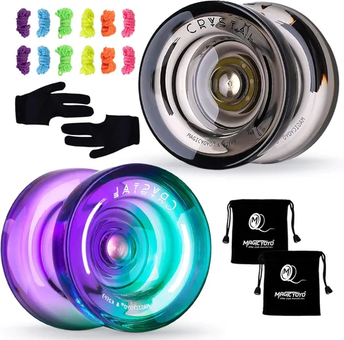 Miniatura 13 de MAGICYOYO Paquete de 2 Yoyos Responsivos para Niños Principiantes, Yoyos K2 de Cristal con 2 Guantes de Yoyo, 2 Bolsas de Yoyo, 12 Cuerdas de Yoyo