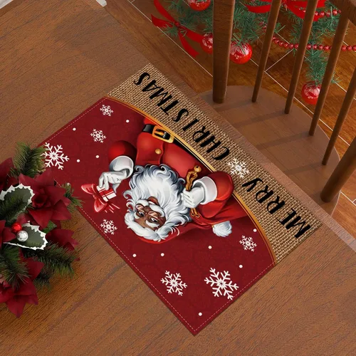 Miniatura 3 de Juego de 4 manteles individuales de Navidad afroamericanos, manteles individuales negros de Santa, decoraciones y suministros de Navidad para mesa