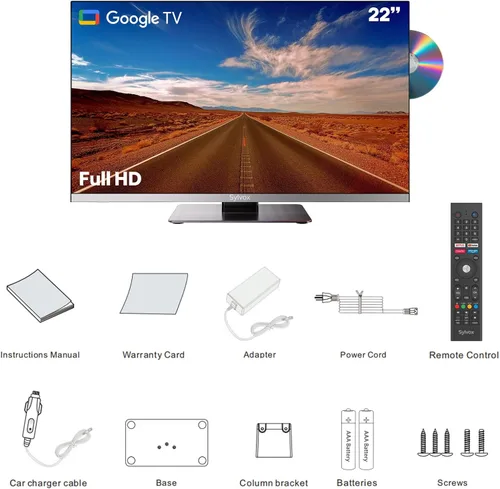 Miniatura 8 de SYLVOX Smart RV TV, televisores de 22 pulgadas con reproductor de DVD integrado, 12 voltios para autocaravana 1080P FHD, Google Smart aplicaciones