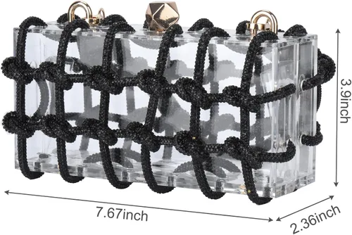 Miniatura 7 de ARTLUXE Bolso de mano acrílico con diamantes de imitación para boda y fiesta