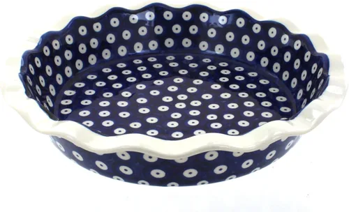 Miniatura 5 de Blue Rose Polish Pottery - Plato para pastel de margaritas azules - 10.5" de diámetro - Plato de cerámica para hornear, para pasteles, quiches