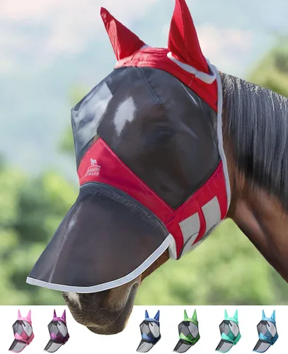 Miniatura 22 de Harrison Howard CareMaster Pro - Máscara luminosa para mosca de caballo, gran espacio para los ojos, nariz larga con orejas, protección UV para Azul