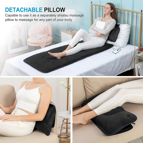 Miniatura 4 de COMFIER Esterilla de masaje de cuerpo completo con calor y vibración - 10 motores, control por aplicación, almohada de cuello shiatsu móvil y 4