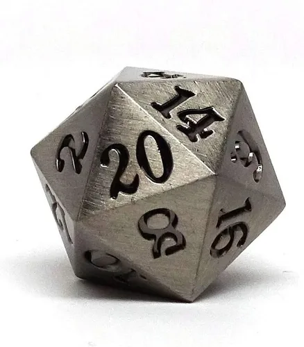 Miniatura 4 de Juego de dados de metal legendario de 7 piezas, diseños de bronce, oro, plata y cobre con fuente de firma (plata legendaria)
