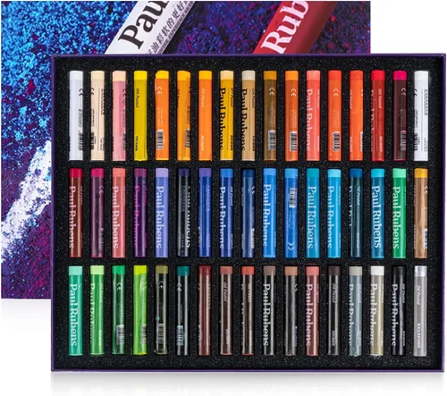Paul Rubens Juego de pastel al óleo (51 varillas), 49 colores vibrantes + 2 blancos, ultra suave, mezclable para bocetos, arte decorativo y efectos