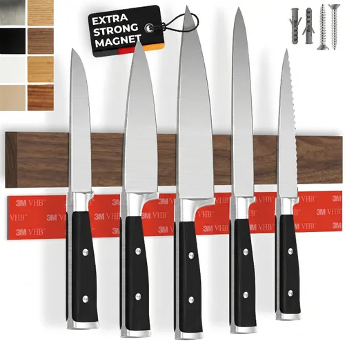 Miniatura 8 de Portacuchillos magnético para pared, 10" no requiere perforación, incluye cinta autoadhesiva, extra fuerte para sujetar cuchillos – Tira magnética