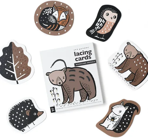 Miniatura 9 de Wee Gallery Tarjetas de cordones de animales para bebés, tabla de coser y juego de viaje para niños pequeños y preescolares, juguete de habilidades