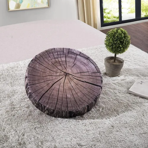 Miniatura 5 de HYSEAS Almohada Decorativa Redonda, Impresión Digital 3D Cómoda Almohada Divertida y Linda de Tronco de Madera para Niños, Cojín Circular de Asiento