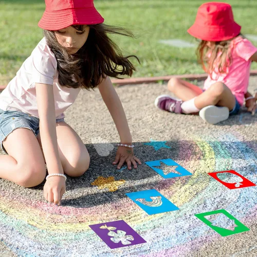 Miniatura 5 de Plantillas de 24 piezas, plantillas de dibujo grandes, plantilla de tiza, 8 pulgadas, juego de plantillas de forma lavable para manualidades, dibujo