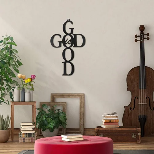 Miniatura 7 de Letrero colgante de metal con cruz negra con texto en inglés "God is Good", bonito regalo de decoración religiosa para decoración de pared del hogar