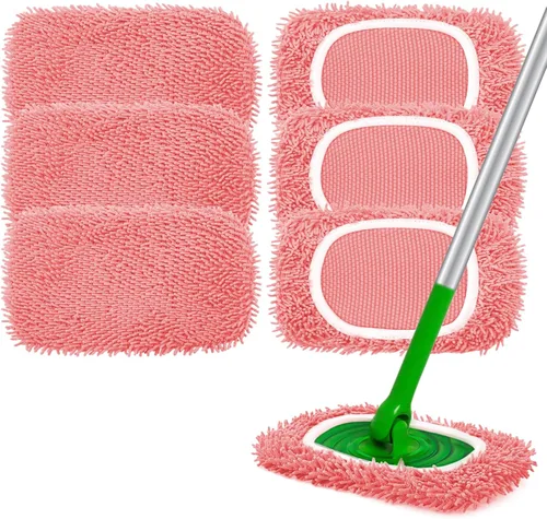 Miniatura 9 de Almohadillas húmedas reutilizables de repuesto para trapeador Swiffer Sweeper – Paños de barrido seco y paños húmedos para limpieza del hogar