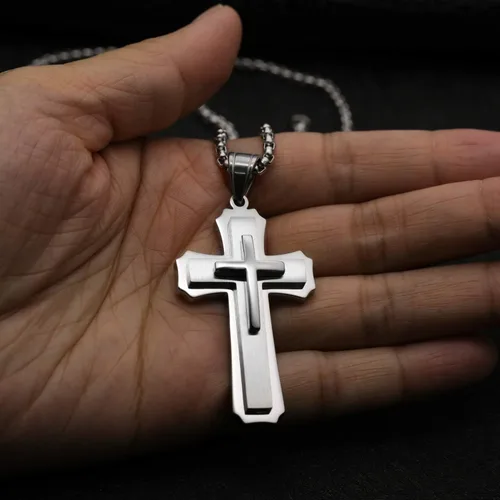 Miniatura 7 de Cross necklace for men Christian gifts for women,silver necklaces for teen girls chain mens religious essentials fear of god jewelry men's stainless