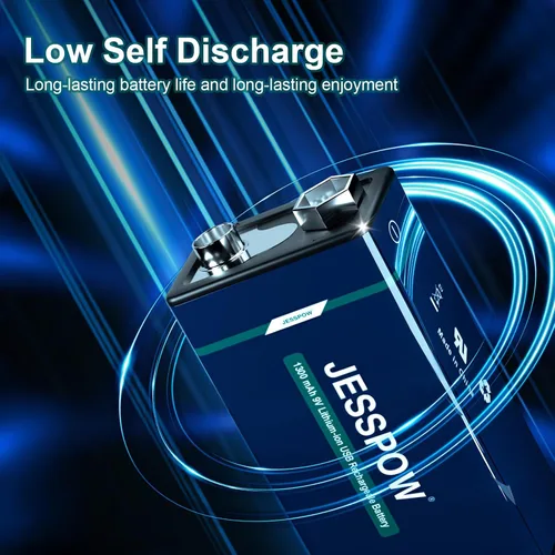 Miniatura 3 de Paquete de 8 baterías recargables de 9 voltios, recargables por USB, batería de litio de alta capacidad de 1300 mAh 9 V con cable de carga tipo C