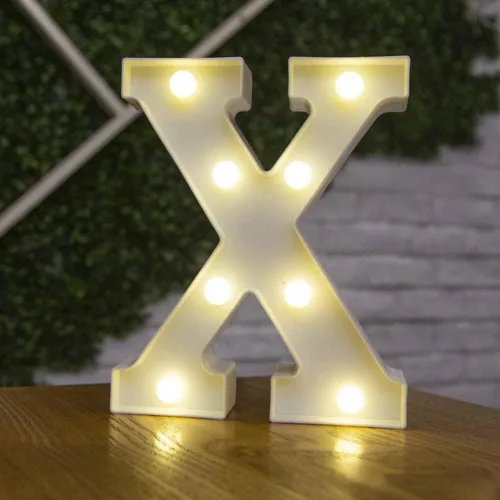 Miniatura 35 de anso Letras LED del alfabeto con números iluminados, letras de plástico blanco, decoración de pie de la A a la Z 0 ~ 9 (rosa corazón)