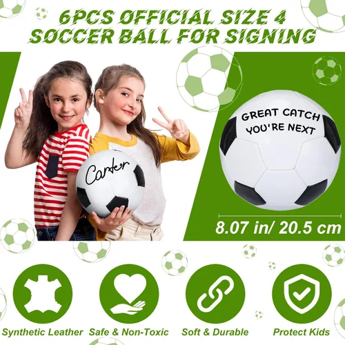 Miniatura 2 de Jenaai Balón de fútbol oficial con autógrafo en blanco para firmar regalo de fútbol con dos paneles blancos para fiesta nocturna de personas