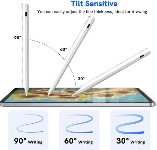 Miniatura 5 de Lápiz capacitivo para iPad 2018-2024, NTHJOYS para Apple iPad Pencil con rechazo de palma, magnético, sensibilidad a la inclinación, funciona
